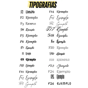 Imagen de catálogo con las 26 tipografías